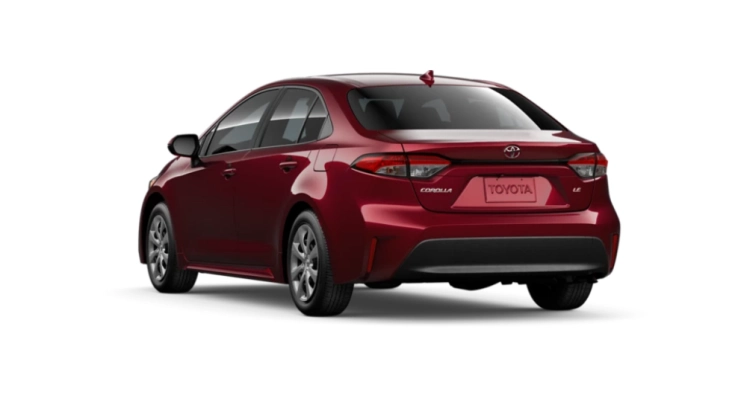 Toyota Corolla XLI Hybrid 2026 rear three-quarter view red